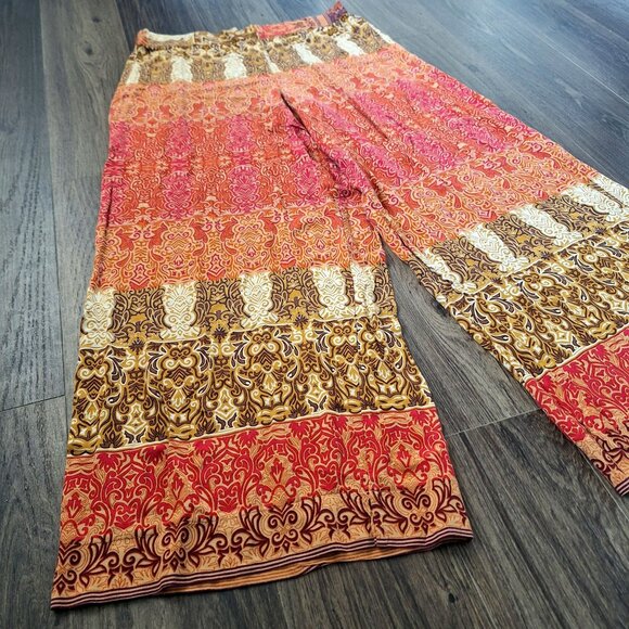 💙 Live and let live Wide Leg Elastic Waist Size XL 100% Rayon Boho Fall Lounge - Picture 4 of 8